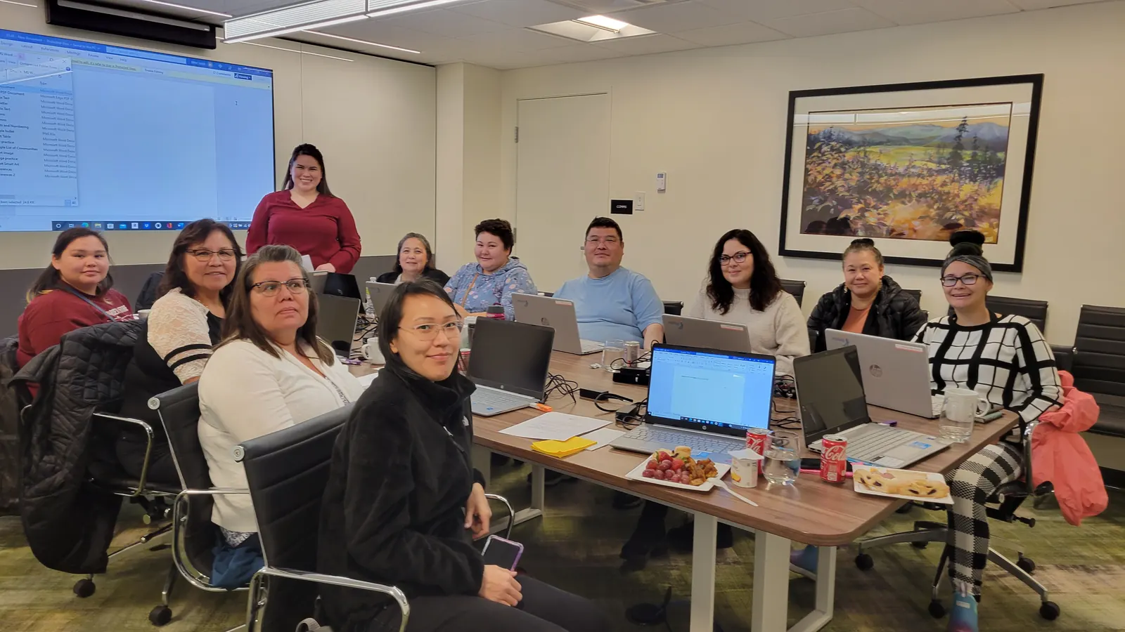 Workshop group gathered in a classroom setting